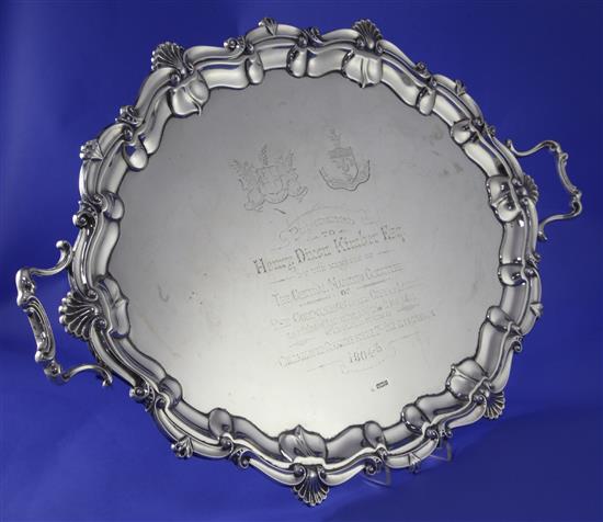 An Edwardian silver oval two handled tea tray, 115 oz.